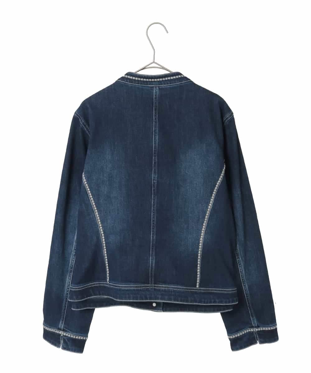 RLJED10350 HIROKO BIS GRANDE(ヒロコ ビス グランデ) 【大きいサイズ】ピンタックデニムジャケット ネイビー