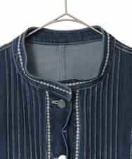 RLJED10350 HIROKO BIS GRANDE(ヒロコ ビス グランデ) 【大きいサイズ】ピンタックデニムジャケット ネイビー