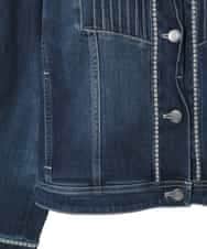 RLJED10350 HIROKO BIS GRANDE(ヒロコ ビス グランデ) 【大きいサイズ】ピンタックデニムジャケット ネイビー