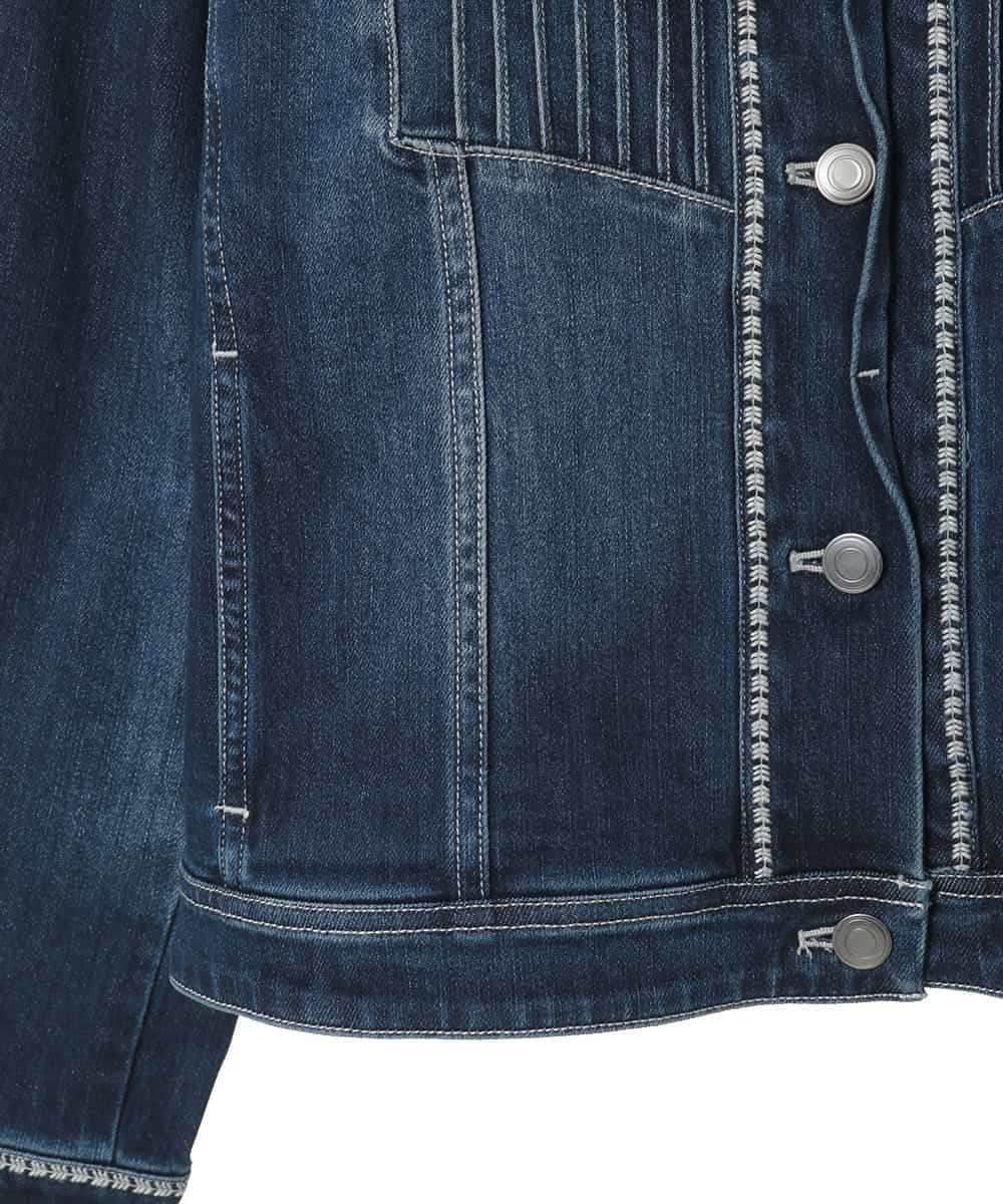 RLJED10350 HIROKO BIS GRANDE(ヒロコ ビス グランデ) 【大きいサイズ】ピンタックデニムジャケット ネイビー