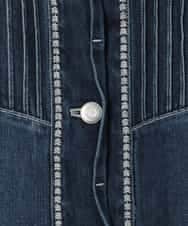 RLJED10350 HIROKO BIS GRANDE(ヒロコ ビス グランデ) 【大きいサイズ】ピンタックデニムジャケット ネイビー