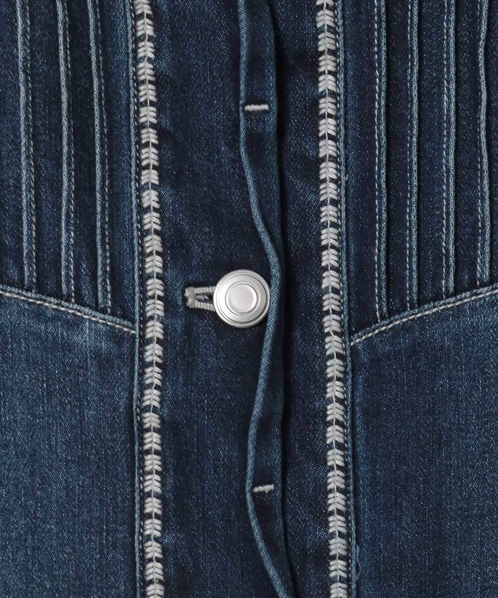 RLJED10350 HIROKO BIS GRANDE(ヒロコ ビス グランデ) 【大きいサイズ】ピンタックデニムジャケット ネイビー