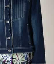 RLJED10350 HIROKO BIS GRANDE(ヒロコ ビス グランデ) 【先行予約/大きいサイズ】ピンタックデニムジャケット ネイビー