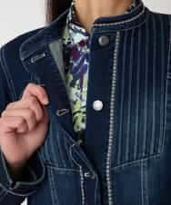 RLJED10350 HIROKO BIS GRANDE(ヒロコ ビス グランデ) 【先行予約/大きいサイズ】ピンタックデニムジャケット ネイビー