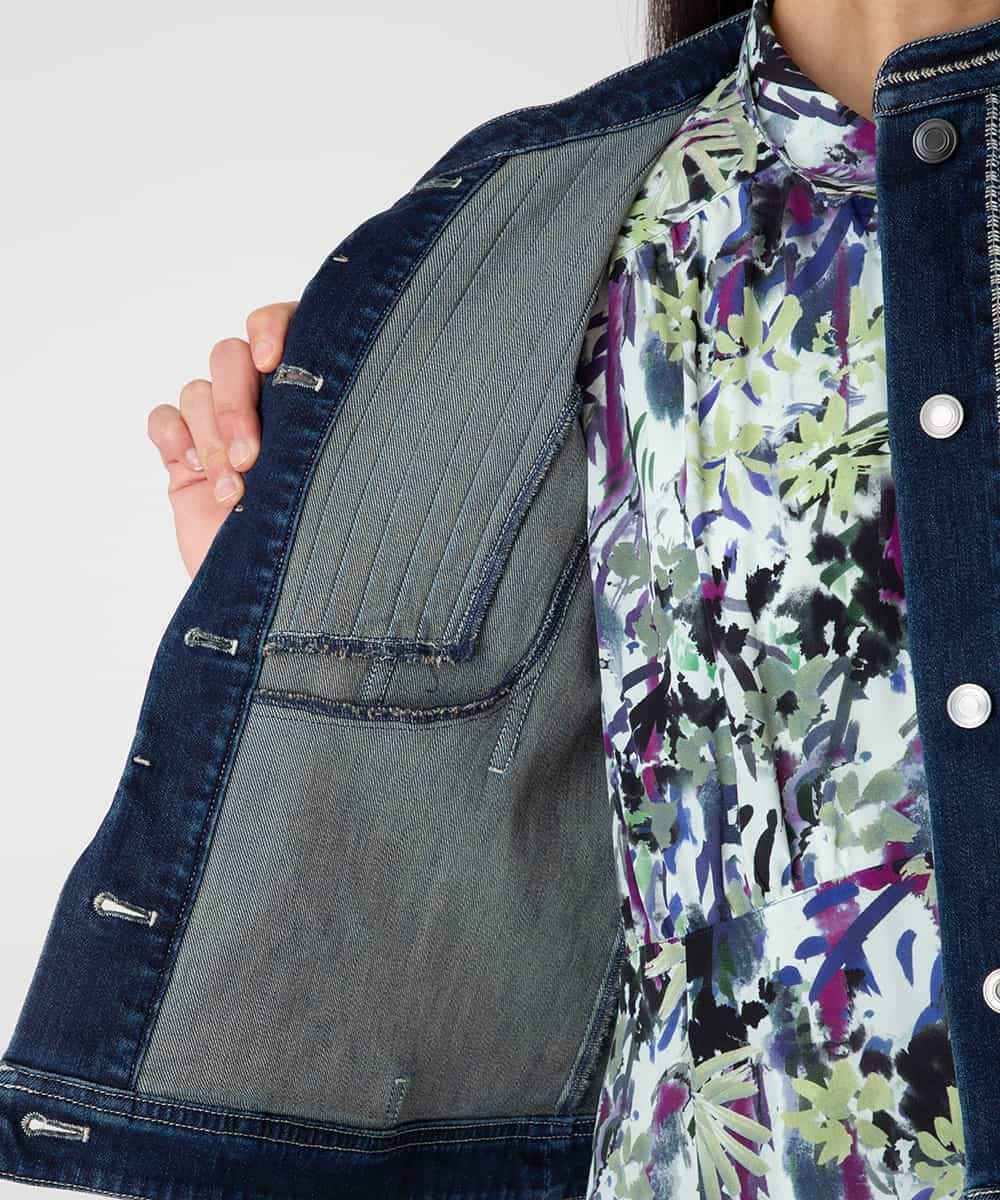 RLJED10350 HIROKO BIS GRANDE(ヒロコ ビス グランデ) 【先行予約/大きいサイズ】ピンタックデニムジャケット ネイビー