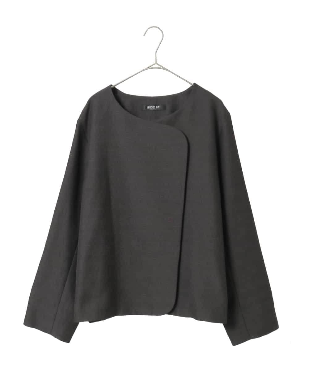RLJED45410 HIROKO BIS GRANDE(ヒロコ ビス グランデ) ジャカードノーカラージャケット ダークグレー