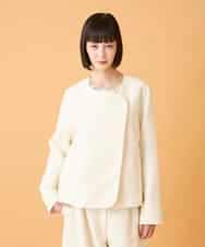 RLJED45410 HIROKO BIS GRANDE(ヒロコ ビス グランデ) 【大きいサイズ】ジャカードノーカラージャケット /洗える ダークグレー