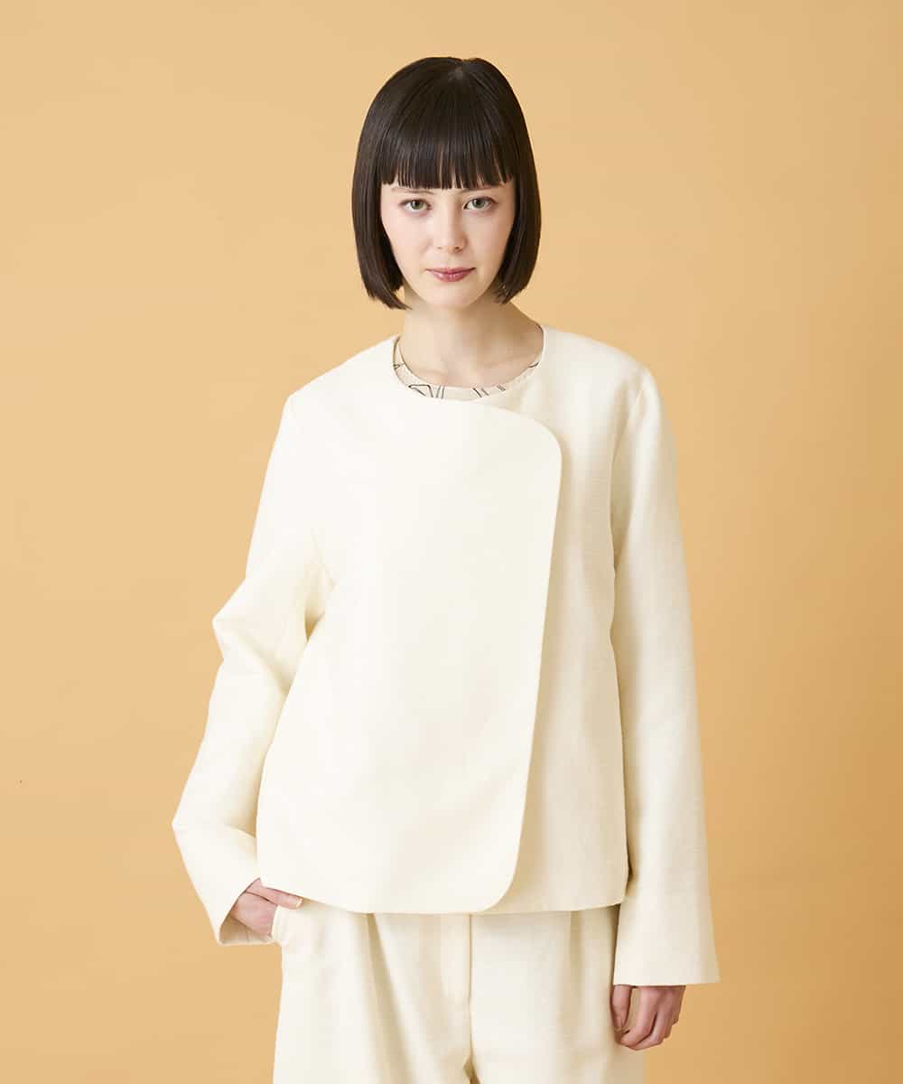 RLJED45410 HIROKO BIS GRANDE(ヒロコ ビス グランデ) 【大きいサイズ】ジャカードノーカラージャケット /洗える ダークグレー