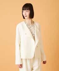 RLJED45410 HIROKO BIS GRANDE(ヒロコ ビス グランデ) 【大きいサイズ】ジャカードノーカラージャケット /洗える ダークグレー