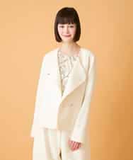 RLJED45410 HIROKO BIS GRANDE(ヒロコ ビス グランデ) 【大きいサイズ】ジャカードノーカラージャケット /洗える ダークグレー