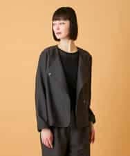 RLJED45410 HIROKO BIS GRANDE(ヒロコ ビス グランデ) 【大きいサイズ】ジャカードノーカラージャケット /洗える ダークグレー