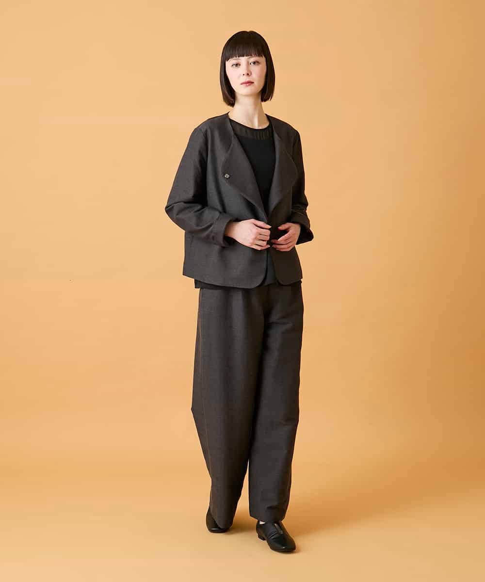 RLJED45410 HIROKO BIS GRANDE(ヒロコ ビス グランデ) 【大きいサイズ】ジャカードノーカラージャケット /洗える ダークグレー