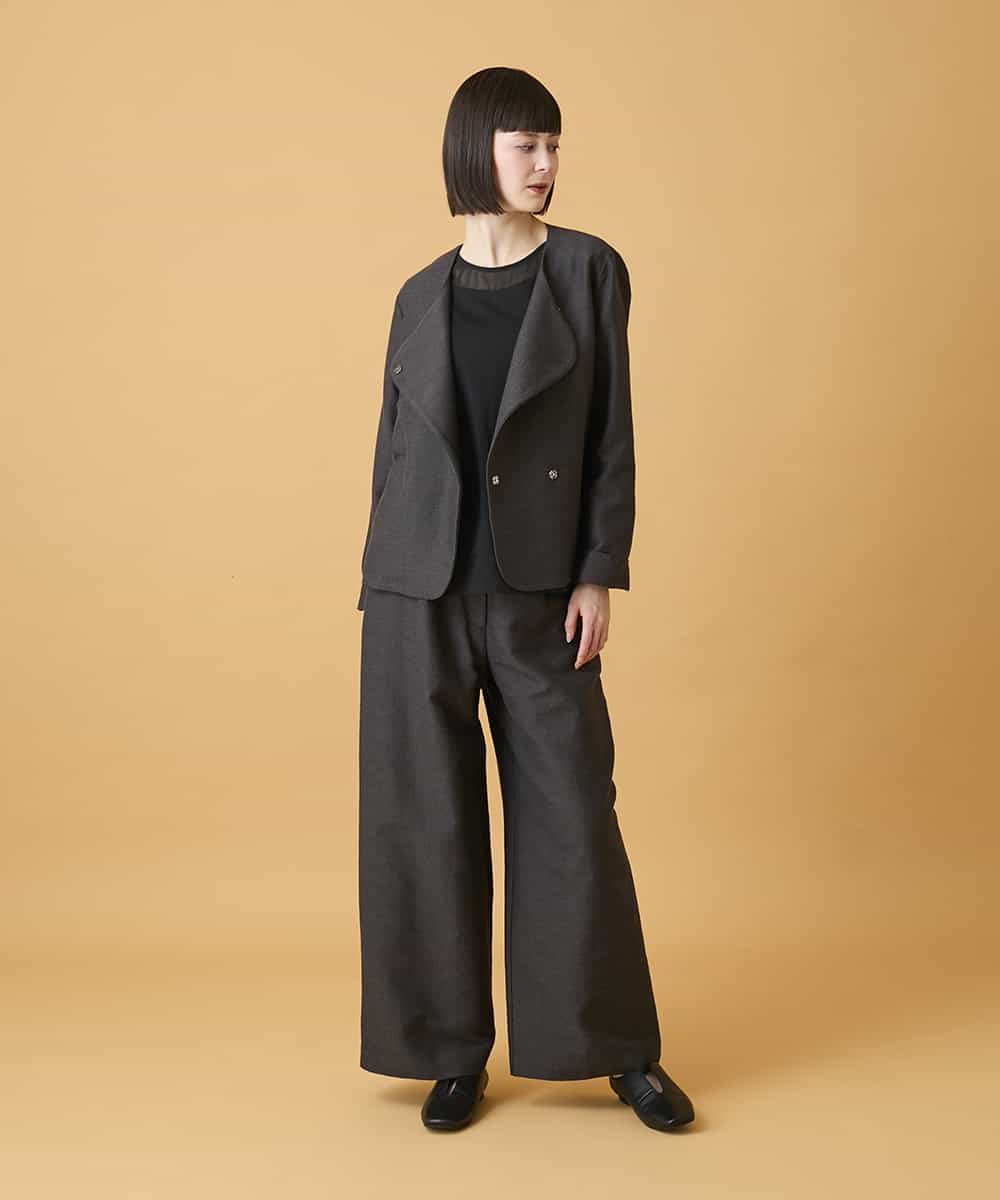 RLJED45410 HIROKO BIS GRANDE(ヒロコ ビス グランデ) 【大きいサイズ】ジャカードノーカラージャケット /洗える ダークグレー