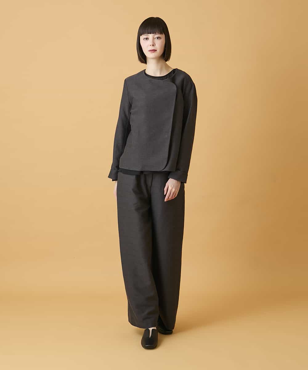 RLJED45410 HIROKO BIS GRANDE(ヒロコ ビス グランデ) 【大きいサイズ】ジャカードノーカラージャケット /洗える ダークグレー