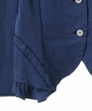 RLJEV05310 HIROKO BIS GRANDE(ヒロコ ビス グランデ) 【大きいサイズ】異素材フリル製品染めジャケット /洗える ブルー