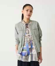RLJFD30380 HIROKO BIS GRANDE(ヒロコ ビス グランデ) 【大きいサイズ】リネンライクショートジャケット /洗濯機で洗える ライトグレー