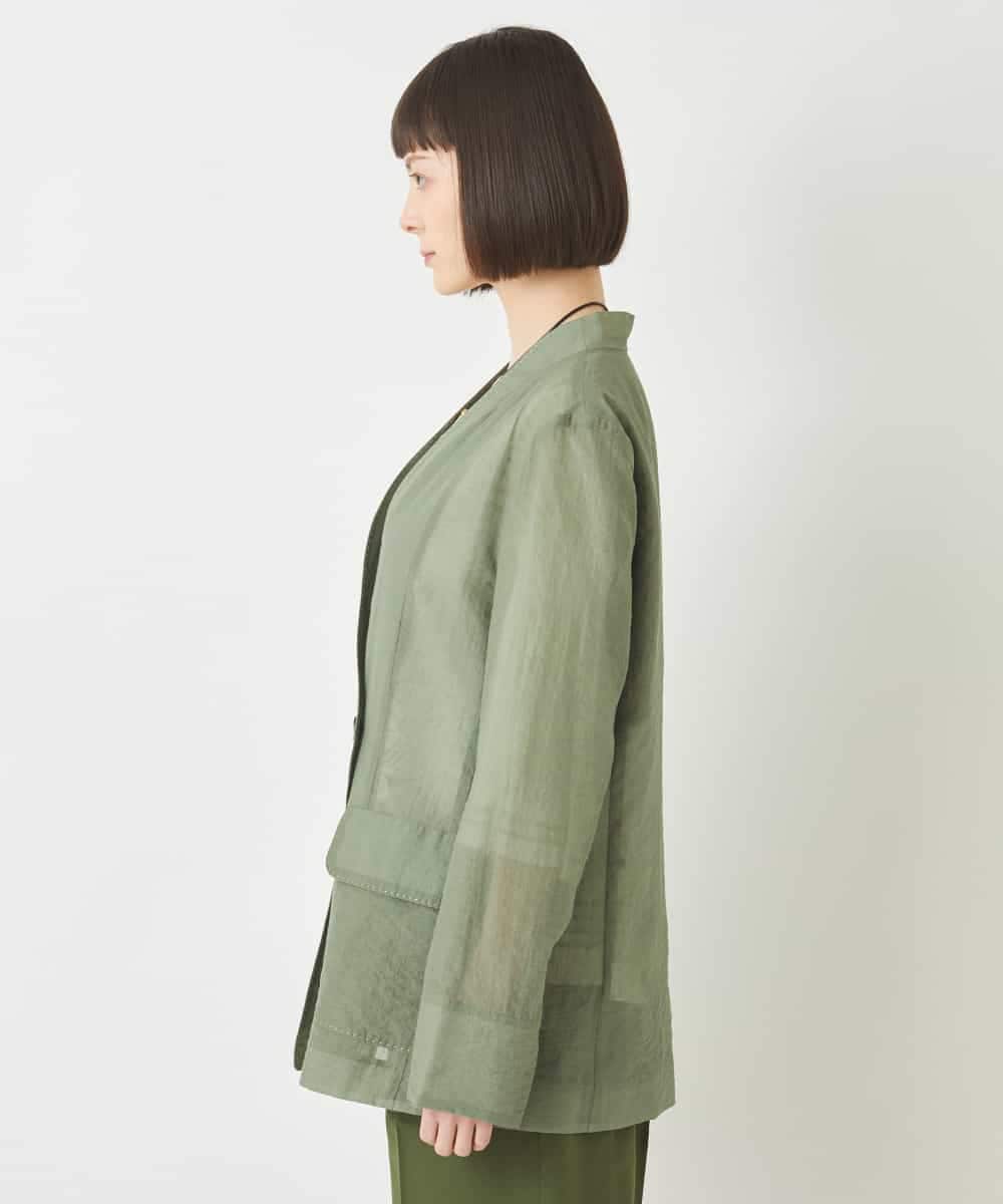 RLJFW01350 HIROKO BIS GRANDE(ヒロコ ビス グランデ) 【大きいサイズ】ハンドステッチシアージャケット /洗える カーキ