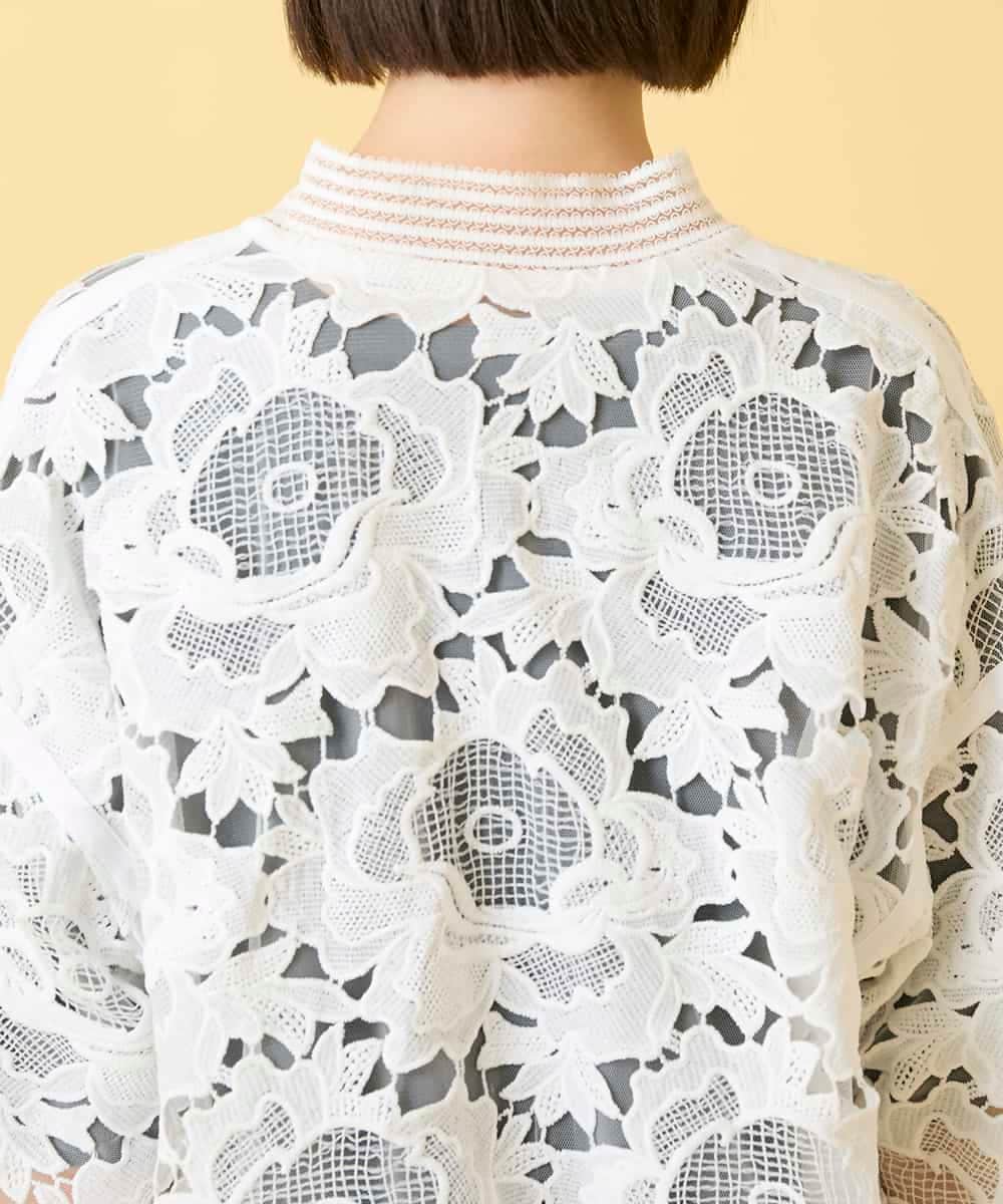 RLJGE05380 HIROKO BIS GRANDE(ヒロコ ビス グランデ) 【先行予約/大きいサイズ】フラワーレースデザインブルゾン ホワイト