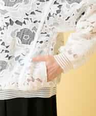 RLJGE05380 HIROKO BIS GRANDE(ヒロコ ビス グランデ) 【先行予約/大きいサイズ】フラワーレースデザインブルゾン ホワイト