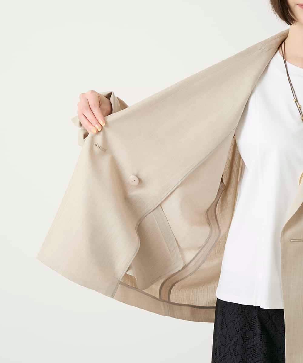 RLJGE10350 HIROKO BIS GRANDE(ヒロコ ビス グランデ) 【大きいサイズ】リネンライクジャケット ベージュ