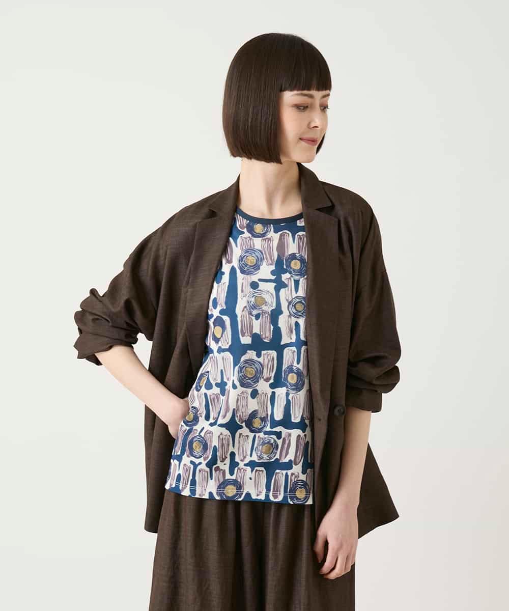 RLJGE10350 HIROKO BIS GRANDE(ヒロコ ビス グランデ) 【大きいサイズ】リネンライクジャケット ベージュ