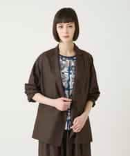 RLJGE10350 HIROKO BIS GRANDE(ヒロコ ビス グランデ) 【大きいサイズ】リネンライクジャケット ブラウン