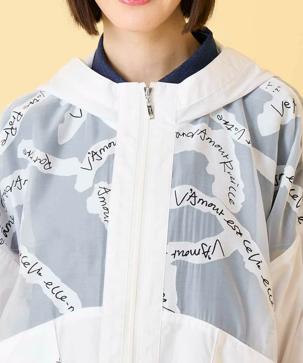 RLJGE30380 HIROKO BIS GRANDE(ヒロコ ビス グランデ) 【先行予約/大きいサイズ】オパールロゴジョイントデザインブルゾン ホワイト