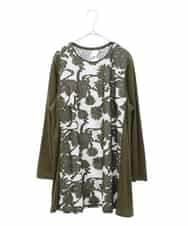 RLKAA06280 HIROKO BIS GRANDE(ヒロコ ビス グランデ) 【大きいサイズ】花柄カットジャカードチュニック /洗える カーキ