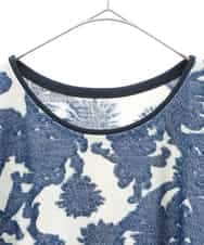 RLKAA06280 HIROKO BIS GRANDE(ヒロコ ビス グランデ) 【大きいサイズ】花柄カットジャカードチュニック /洗える ネイビー