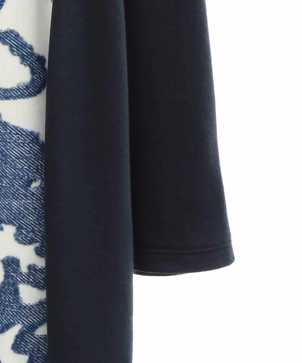 RLKAA06280 HIROKO BIS GRANDE(ヒロコ ビス グランデ) 【大きいサイズ】花柄カットジャカードチュニック /洗える ネイビー