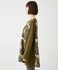 RLKAA06280 HIROKO BIS GRANDE(ヒロコ ビス グランデ) 【大きいサイズ】花柄カットジャカードチュニック /洗える ネイビー