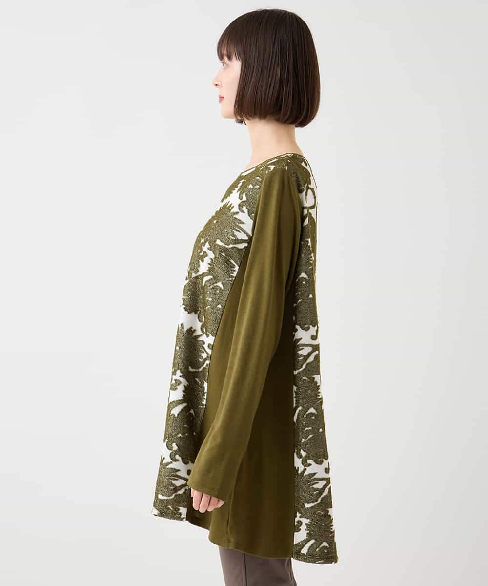 RLKAA06280 HIROKO BIS GRANDE(ヒロコ ビス グランデ) 【大きいサイズ】花柄カットジャカードチュニック /洗える ネイビー