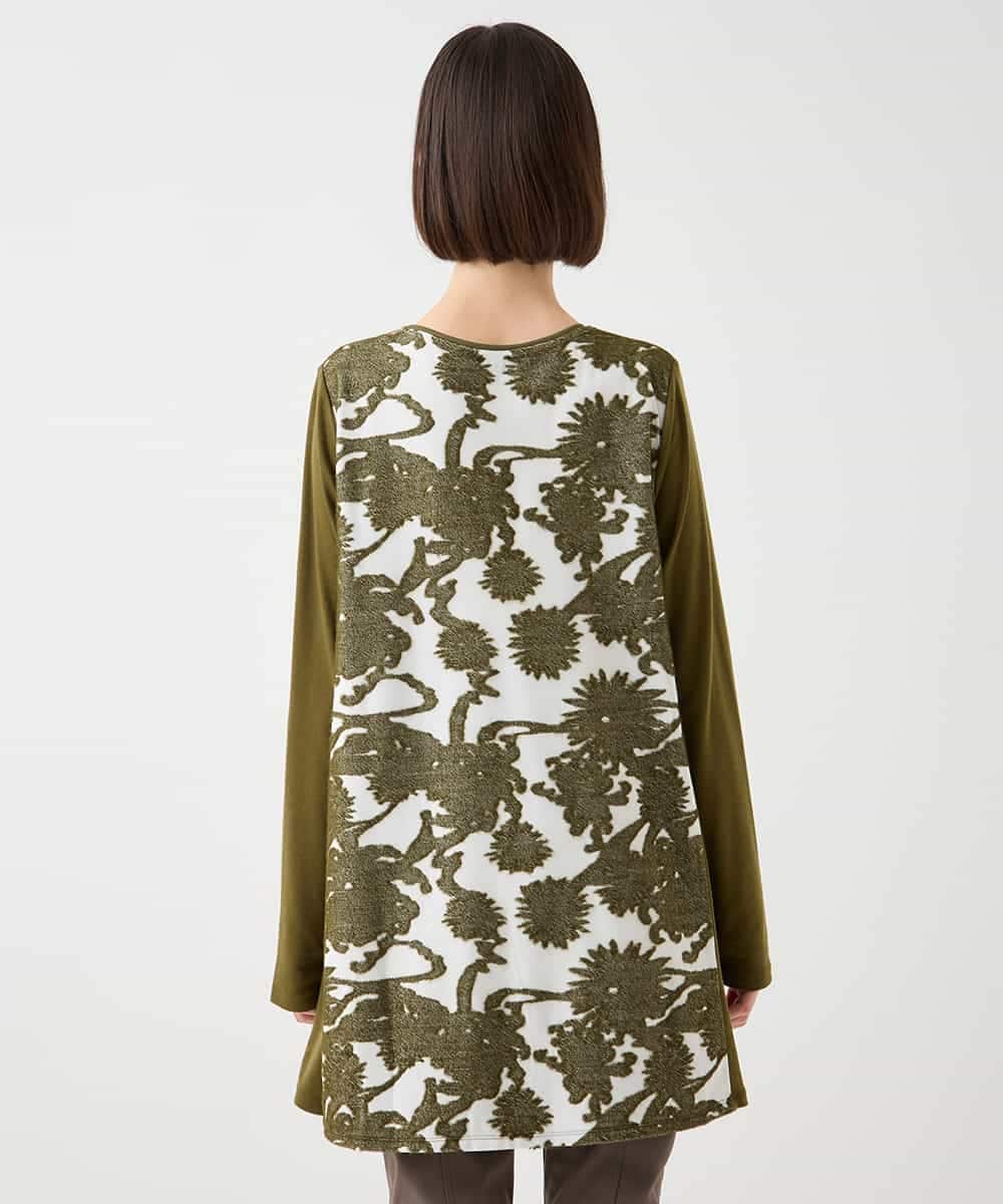 RLKAA06280 HIROKO BIS GRANDE(ヒロコ ビス グランデ) 【大きいサイズ】花柄カットジャカードチュニック /洗える ネイビー