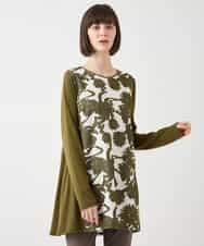 RLKAA06280 HIROKO BIS GRANDE(ヒロコ ビス グランデ) 【大きいサイズ】花柄カットジャカードチュニック /洗える ネイビー