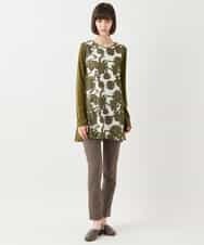 RLKAA06280 HIROKO BIS GRANDE(ヒロコ ビス グランデ) 【大きいサイズ】花柄カットジャカードチュニック /洗える ネイビー