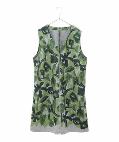 RLKAA26450 HIROKO BIS GRANDE 【大きいサイズ】フラワー柄ジップアップロングベスト /洗える