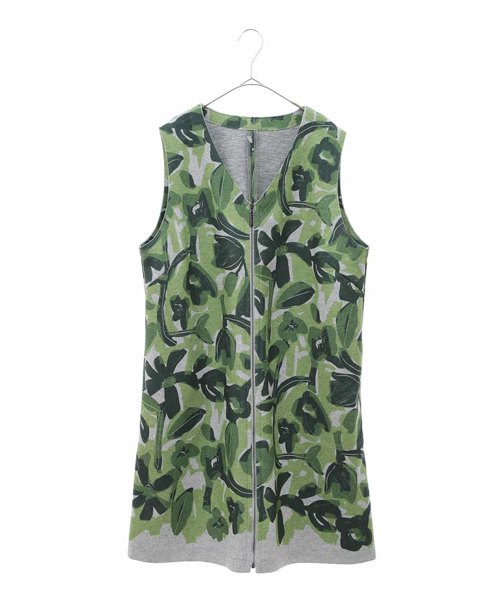 HIROKO BIS お花フロッキー ストレッチ ロング チュニック L