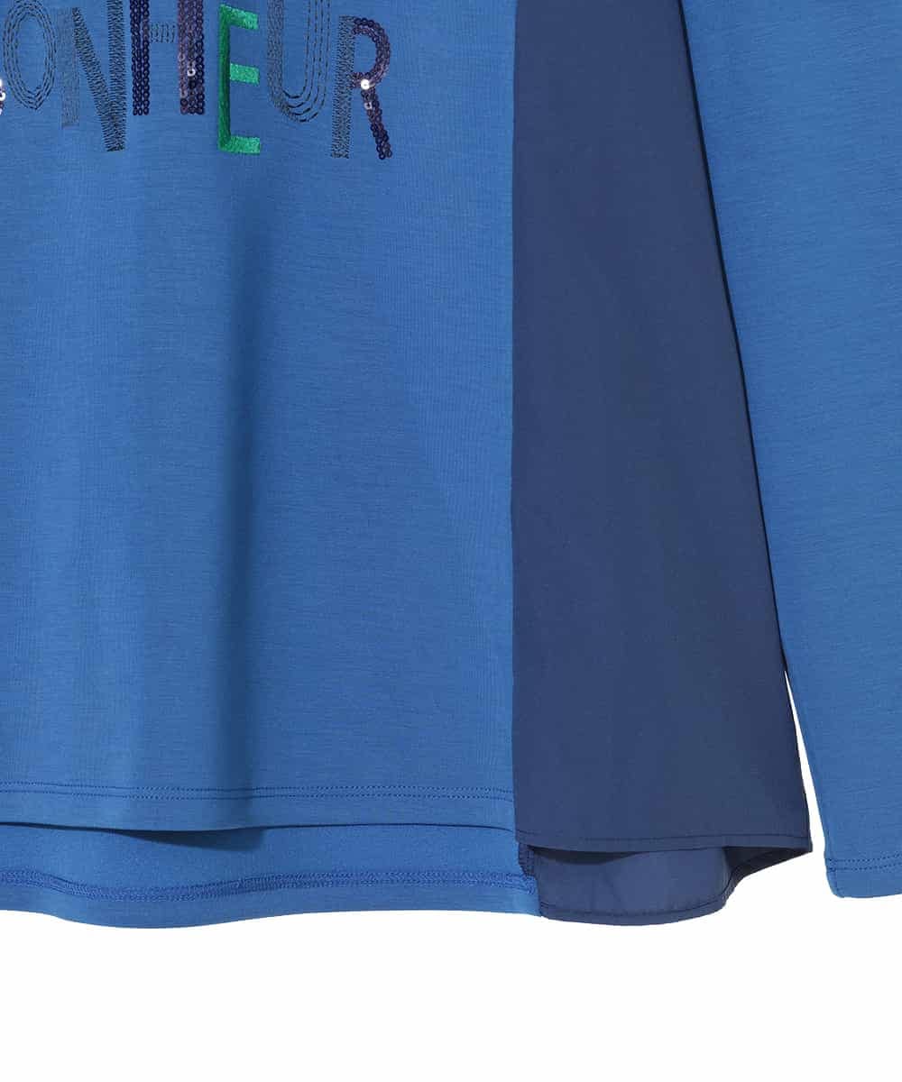 RLKAD01290 HIROKO BIS GRANDE(ヒロコ ビス グランデ) 【大きいサイズ】スパンコール刺繍ロゴプルオーバー /洗える ブルー