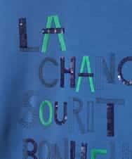 RLKAD01290 HIROKO BIS GRANDE(ヒロコ ビス グランデ) 【大きいサイズ】スパンコール刺繍ロゴプルオーバー /洗える ブルー