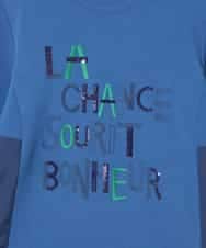 RLKAD01290 HIROKO BIS GRANDE(ヒロコ ビス グランデ) 【大きいサイズ】スパンコール刺繍ロゴプルオーバー /洗える ブルー