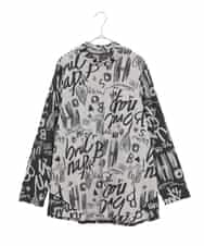 RLKAE33250 HIROKO BIS GRANDE(ヒロコ ビス グランデ) アートロゴ総柄モックネックカットソー ライトグレー