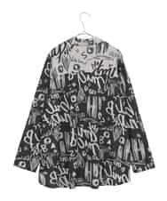 RLKAE33250 HIROKO BIS GRANDE(ヒロコ ビス グランデ) アートロゴ総柄モックネックカットソー ライトグレー