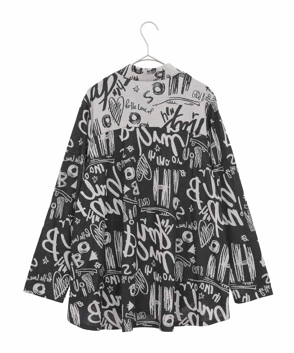 RLKAE33250 HIROKO BIS GRANDE(ヒロコ ビス グランデ) アートロゴ総柄モックネックカットソー ライトグレー