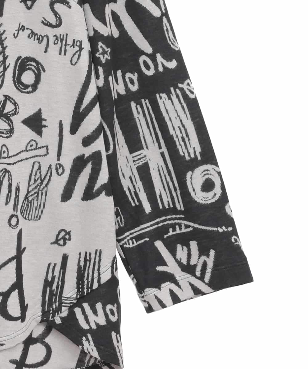 RLKAE33250 HIROKO BIS GRANDE(ヒロコ ビス グランデ) アートロゴ総柄モックネックカットソー ライトグレー