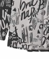 RLKAE33250 HIROKO BIS GRANDE(ヒロコ ビス グランデ) アートロゴ総柄モックネックカットソー ライトグレー