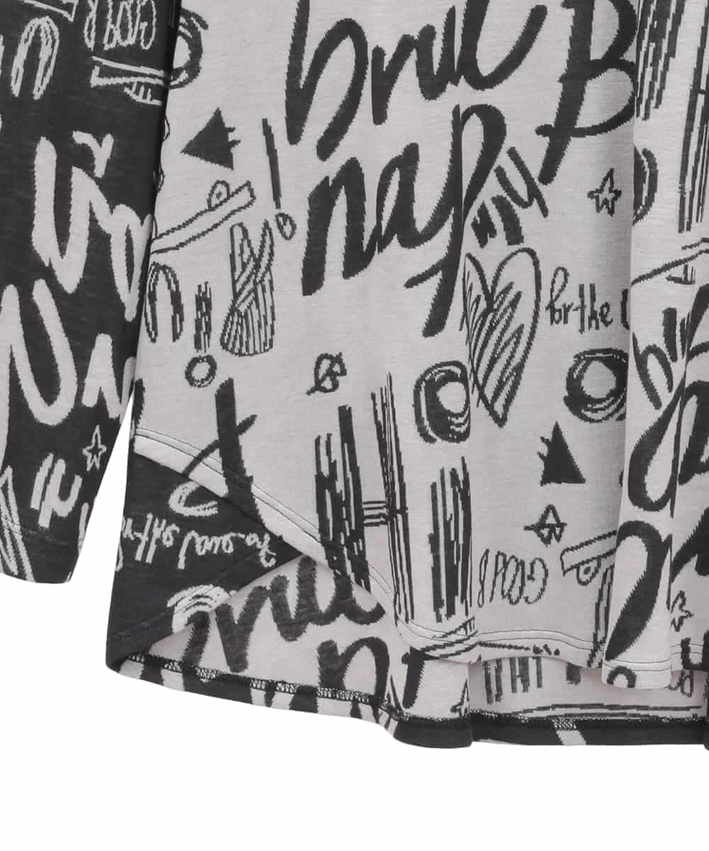 RLKAE33250 HIROKO BIS GRANDE(ヒロコ ビス グランデ) アートロゴ総柄モックネックカットソー ライトグレー