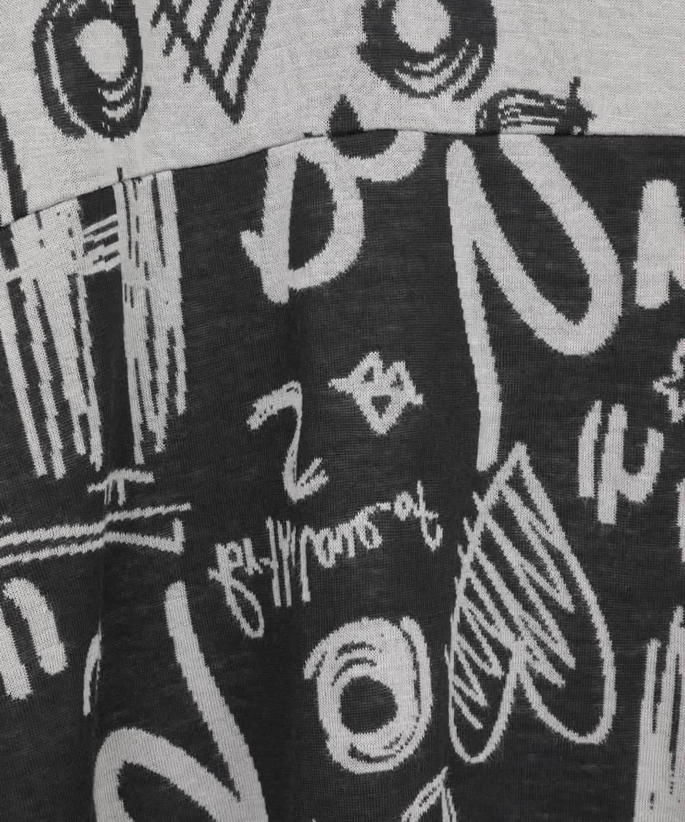 RLKAE33250 HIROKO BIS GRANDE(ヒロコ ビス グランデ) アートロゴ総柄モックネックカットソー ライトグレー