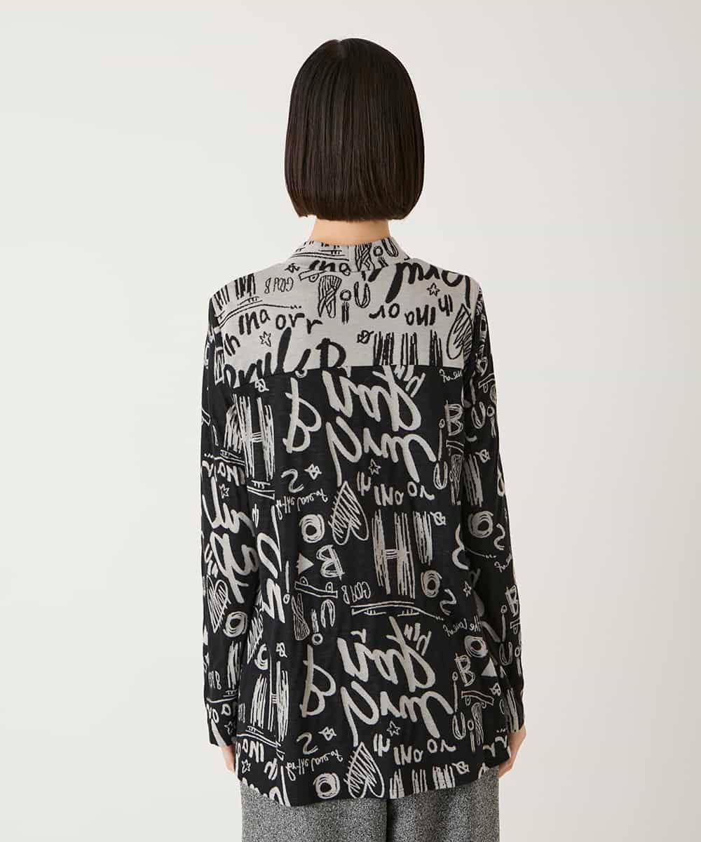 RLKAE33250 HIROKO BIS GRANDE(ヒロコ ビス グランデ) アートロゴ総柄モックネックカットソー ライトグレー