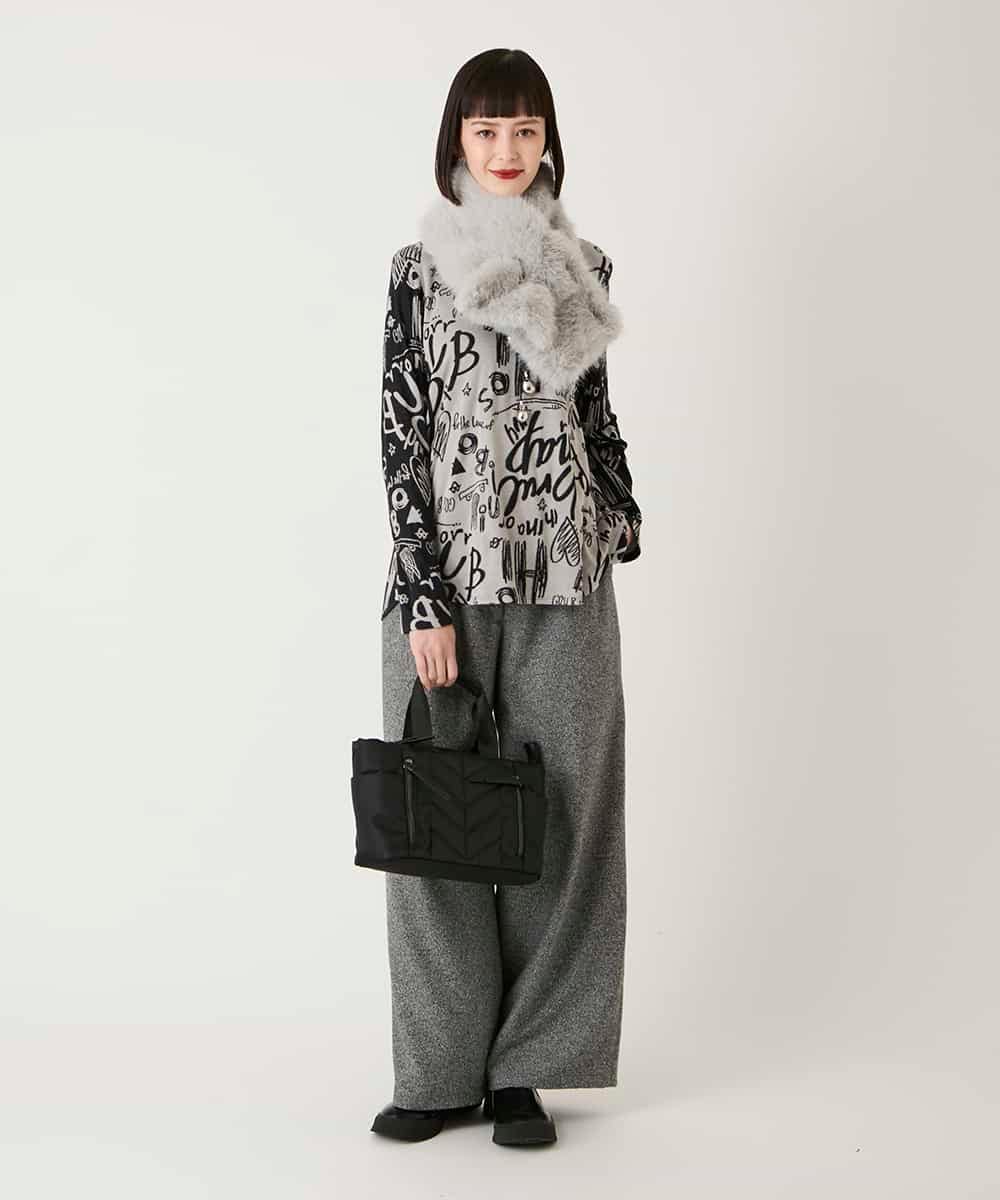 RLKAE33250 HIROKO BIS GRANDE(ヒロコ ビス グランデ) アートロゴ総柄モックネックカットソー ライトグレー