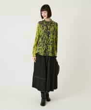 RLKAE33250 HIROKO BIS GRANDE(ヒロコ ビス グランデ) アートロゴ総柄モックネックカットソー ライトグレー